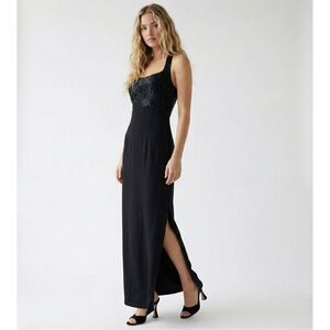 Vintage Ashlee Lauren Black Beaded Halter Gown 6 Formal Dress Prom Gala Party